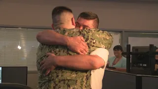 Son surprises dad after 2.5 years away in the Navy