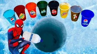 Spiderman UnderICE vs Coca Cola Fanta Sprite Pepsi vs Mentos Underground