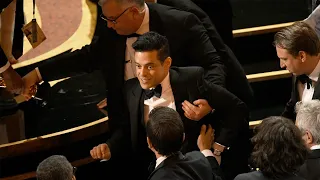 Rami Malek Falls Off 2019 Oscars Stage, But He's Still Celebrating!