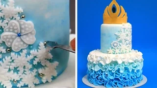 How To Make a BEAUTIFUL WINTER Cake with Snowflakes | Frozen Tiara Cake by Cakes StepbyStep