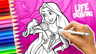 Drawing and coloring Rapunzel for kids | Digital drawing