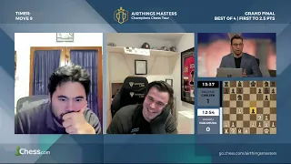 Magnus can't stop laughing during Grand Finals match vs Hikaru