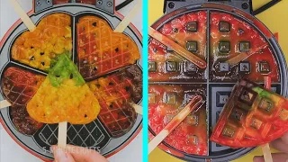 Making a Creative DIY SKITTLES Lollipop Kitchen Hack using a Waffle Iron by 5 Minute Crafts!