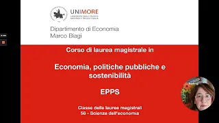 Corsi di Laurea magistrale - Economia Politiche Pubbliche e Sostenibilità - UniMoRe Orienta 2022