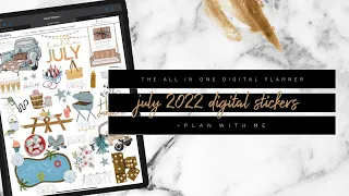 July 2022 Digital Plan with Me Goodnotes | July 2022 Digital Stickers Pool Stickers