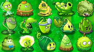 Plants vs Zombies 2 Mod All GREEN Premium Plants Power-Up! vs All Zombies WIN The Game!