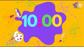 10-Minute Countdown Timer with Alarm| Paint Theme 🤍🎼⏰🎨