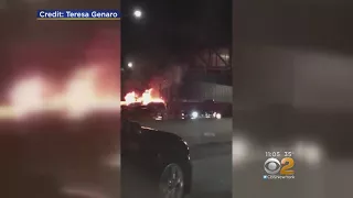 NYPD Van Bursts Into Flames