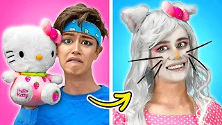 Cambio de LOOK extremo de NERD a HELLO KITTY |Trucos y dispositivos de belleza por La La Vida Emojis