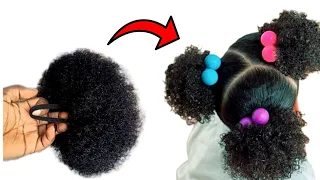 OMG 😱 I MADE THIS NATURAL AFRO PONYTAIL HAIR BUN FOR KIDS / TODDLERS