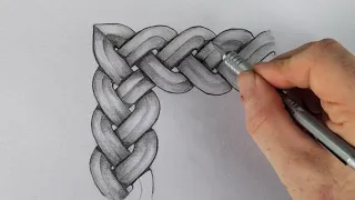 How to Draw and Shade 3 Cord Celtic Knot Corner 8/12 ~ Drawing Celtic Knot Course