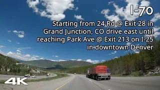 I-70: Grand Junction, CO to Denver, CO - Journey through Rocky Mountains [4K]