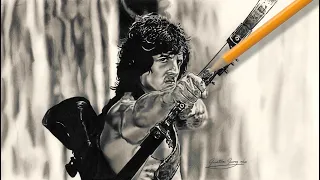 Pencil Drawing: Sylvester Stallone as John Rambo in "Rambo III"