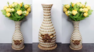 Plastic Bottle Flower Vase Making | Plastic Bottle Craft DIY Ideas | Vas Botol Plastik Mewah