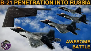 How Far Could A B-21 & F-22 Stealth Package Penetrate Into Russia? (WarGames 111) | DCS