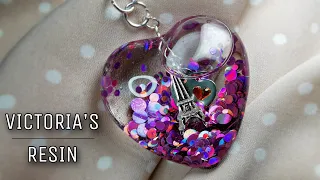 DIY romantic Valentine's Day UV resin shaker keychain From Paris with love