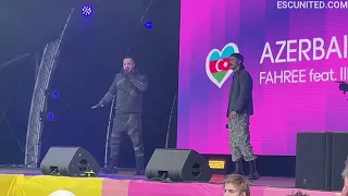 Fahree feat. Ilkin Dovlatov (Azerbaijan 2024) performing Özünlə apar at Eurovision 2024 Village