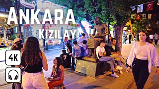 ANKARA Kızılay at Night 🍹 4K Walking Tour in most Famous District | Capital of Turkey Travel Guide