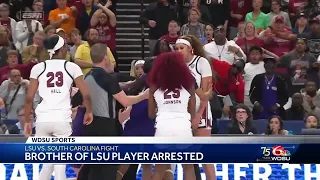 Brother of LSU Guard Flau'jae Johnson was arrested following a on-court scuffle at the SEC champi...