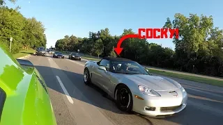 RACED A COCKY 800WHP CORVETTE OWNER IN MY HELLCAT!!