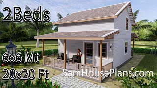 Simple House Design Plan 6x6 Meter 20x20 Feet 2 Bedrooms