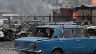 Raw: Aftermath of Deadly Rocket Fire in Ukraine