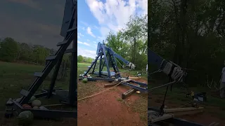 1 gallon of water thrown 200ft!   #trebuchet #make #build #diy #woodworking