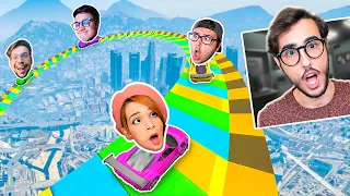 BUTTO GIU I MIEI AMICI DALLA MEGA RAMPA A SPIRALE DI GTA 5!