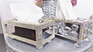 Glam Tissue Box Covers | Easy Home Decor Ideas | Dollar Tree DIY #tissuebox