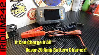 VEVOR Smart Battery Charger - 20 Amp, Lithium, LiFePO4, Lead Acid