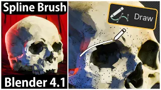 Painterly tool for turning Curves into Brush Strokes with Blender 4.1 "Spline Brush"