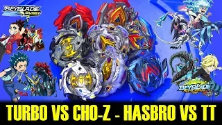 BRANDS BATTLE: HASBRO vs TAKARA TOMY- Turbo Slingshock VS Super Z Beys-BEYBLADE BURST:TURBO VS CHO-Z