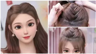 Quick and easy hairstyle | Cute front braided hairstyle for everyday 😍 🌸| fluffy  braid hairstyles