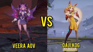 ARENA OF VALOR VS HONOR OF KING - VEERA VS DAJI - HERO SKILL EFFECT COMPARISON