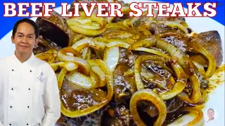 PAANO MAG LUTO NANG MASARAP  NA BEEF LIVER STEAKS || PANALO SA LAMBOT AT LASA @kusinanijunior