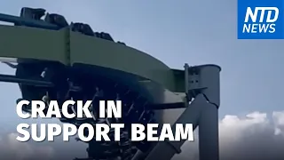 Video Shows Crack in Steel Beam Holding Up Giant Roller Coaster;Deputy Pulls Driver From Burning Car