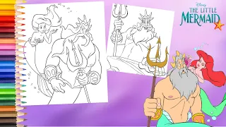 Coloring The Little Mermaid Princess Ariel & King Triton - Disney Coloring Pages