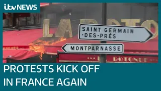 Protesters clash with police in France as anger continues over pension reforms | ITV News