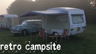 Retro Vintage Caravan Campsite in the Fog