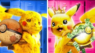 POKÉMON RICO VS. POBRE | Pikachu salva a Sonic en la vida real | Increíbles manualidades por 123 GO!