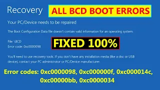 How to Fix Error Code 0xc0000098 in Windows 10/8/7 | Boot Configuration Data BCD File is Missing