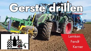 Gerste säen: Fendt 514 Vario, Lemken Saphir 7 und Zirkon 8 und Kerner Frontpacker