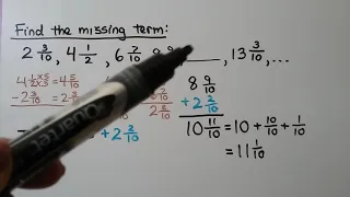 5th Grade Math 6.8, Patterns with Fractions (Sequences w/ add & subtract)