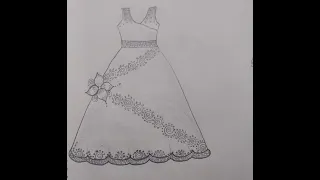 Frock Drawing || How to Draw Frock withPencil Sketch || Barbie Dress Drawing ||Creativity Studio.