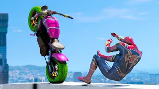 GTA 5 Iron Spiderman Motorcycle Stunts/Fails/Ragdolls Episode 21 (Euphoria Ragdolls)