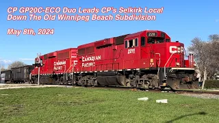 CP GP20C-ECO Duo Leads CP’s Selkirk Local Down The Old Winnipeg Beach Subdivision. (5/8/2024)