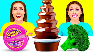 Tantangan Fondue Air Mancur Cokelat | Makan Manis Aja 24 Jam KaZaZa Challenge