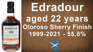 Edradour aged 22 years Oloroso Sherry Finish 1999-2021 Single Malt Scotch Review by WhiskyJason