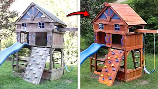 How to Restore an Old Wooden Playset | Swing Set Restoration