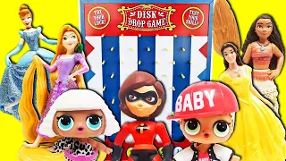 Disney Custom LOL Surprise Balls Disk Drop Game! With Incredibles 2 Elastigirl & Disney Princesses!